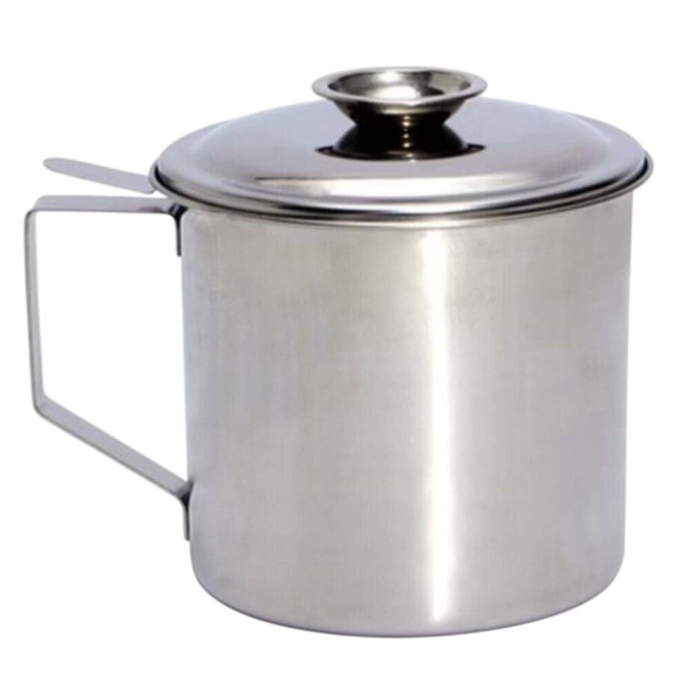 Sleek Silver Oil Storage Can with Lid - Picture 2 of 5